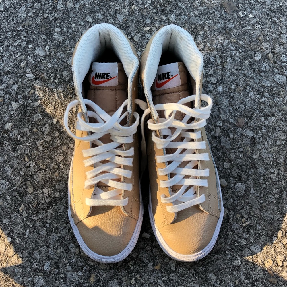 tan Nike high tops